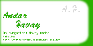 andor havay business card